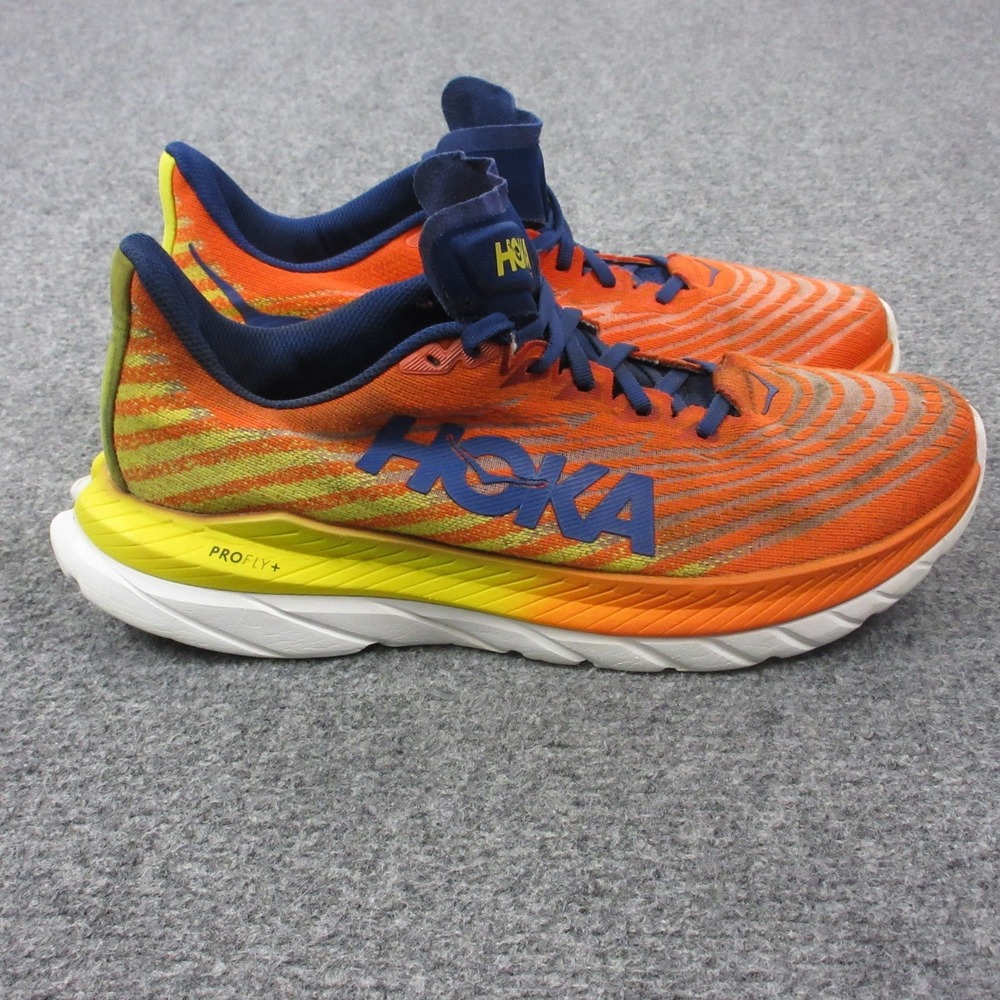 Hoka One One‎ Mach 5 Running Shoes Mens Size 10 Orange Yellow Road 1127893 FDND